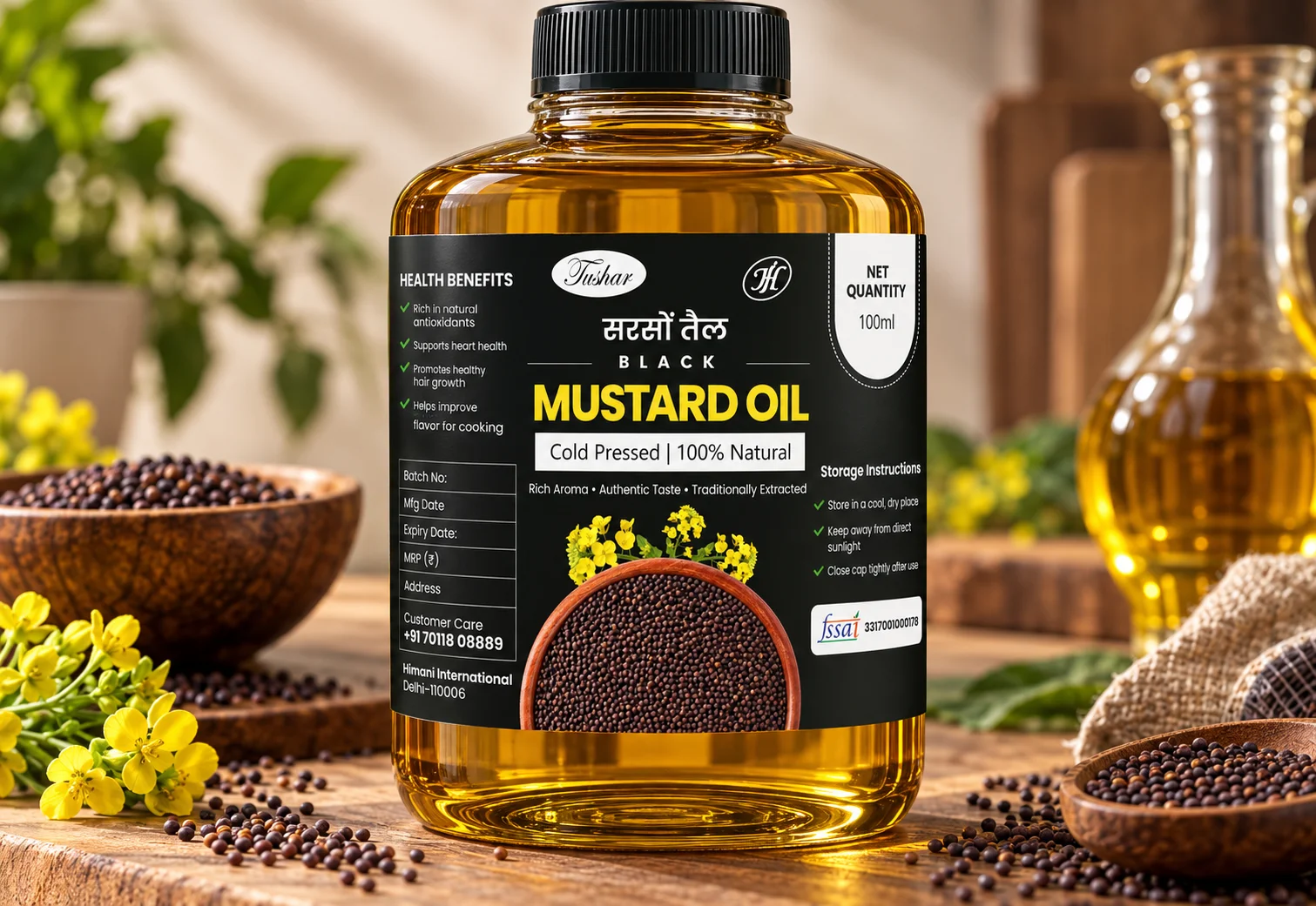 Tushar almond oil packaging mockup