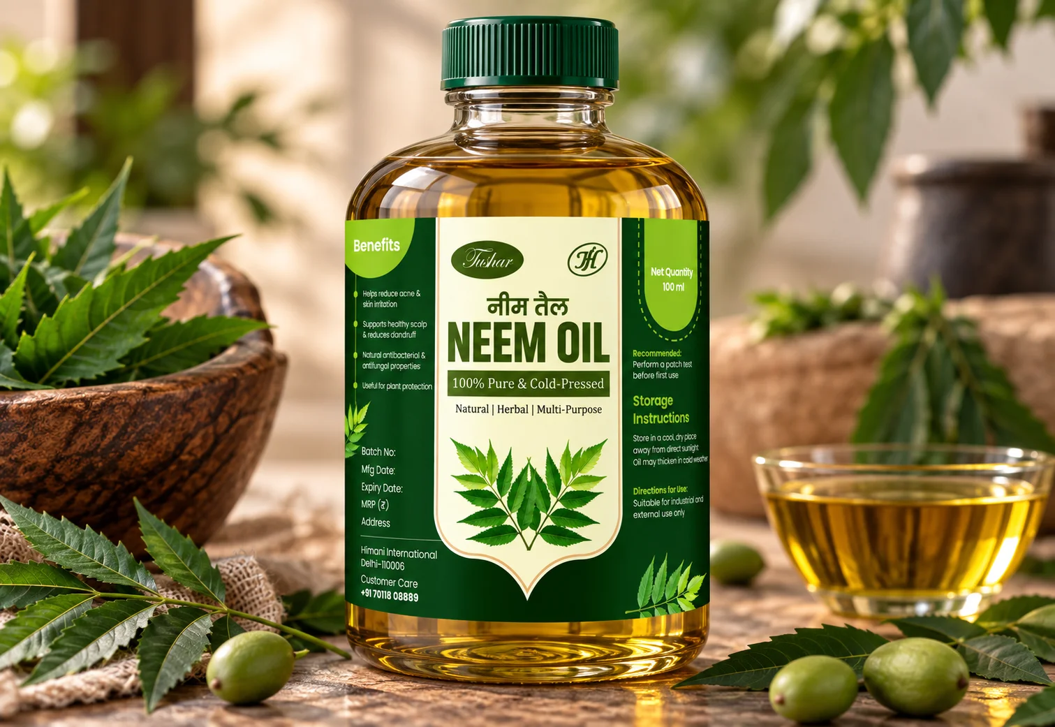 Tushar neem oil packaging mockup