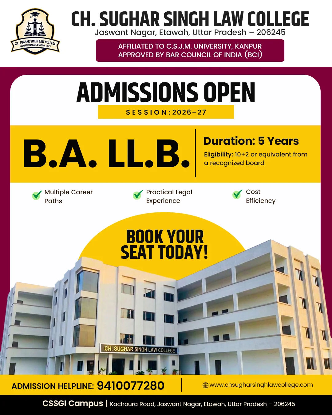 BA LLB admission social media design