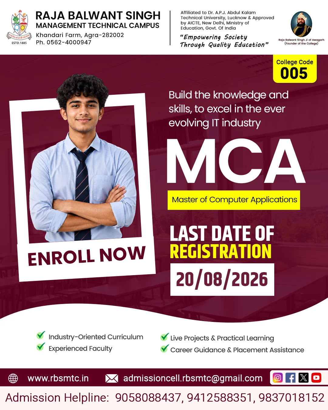 MCA admission social media design