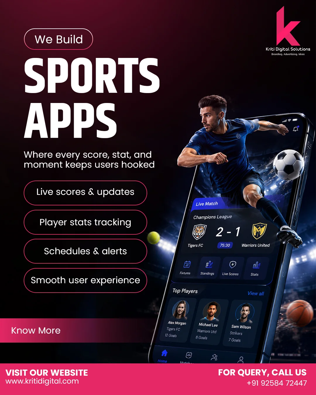 Sports mobile app social media design